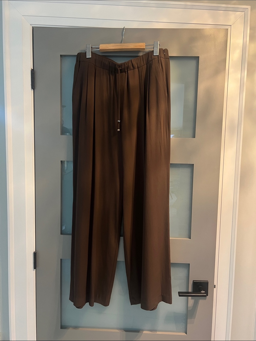 MaxMara silk Brown Wide Leg Drawstring Trousers
